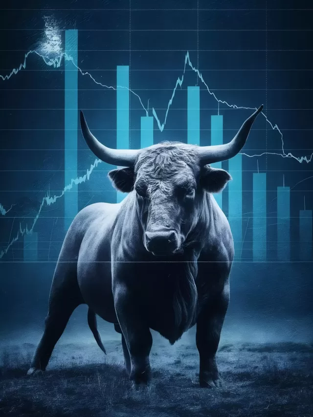stock-market-bull-market-trading-graph-silhouette-bull-with-investment-diagram